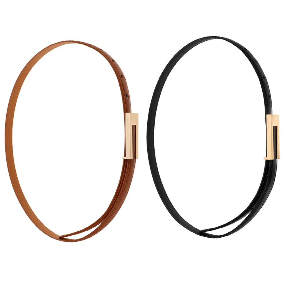 

2pcs Vintage for Women Women Jeans Belt PU Waist Belt For Men Thin Dress Waist Belts Fashion Jean Accessories