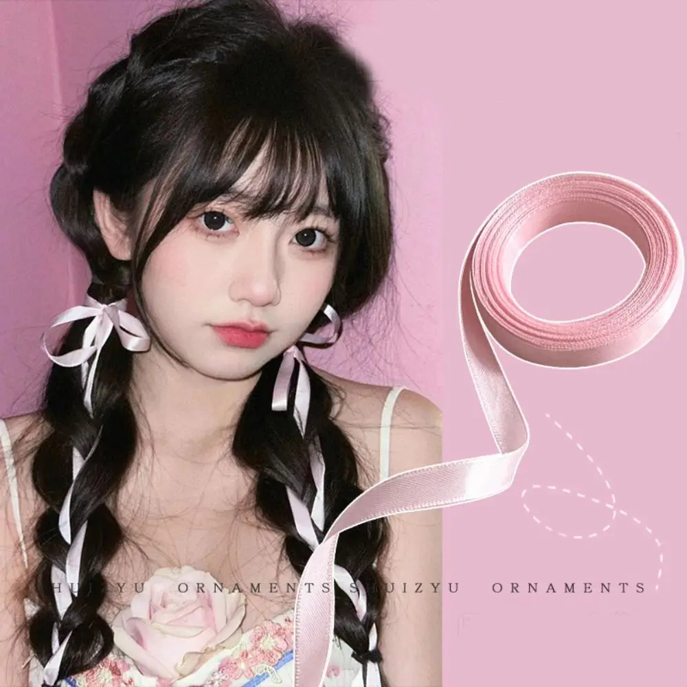 

Sweet Colorful Braided Ribbon Hair Band Long Twist Silk Hair Tie Hair Accessories Headwear Ponytail Holder Girls