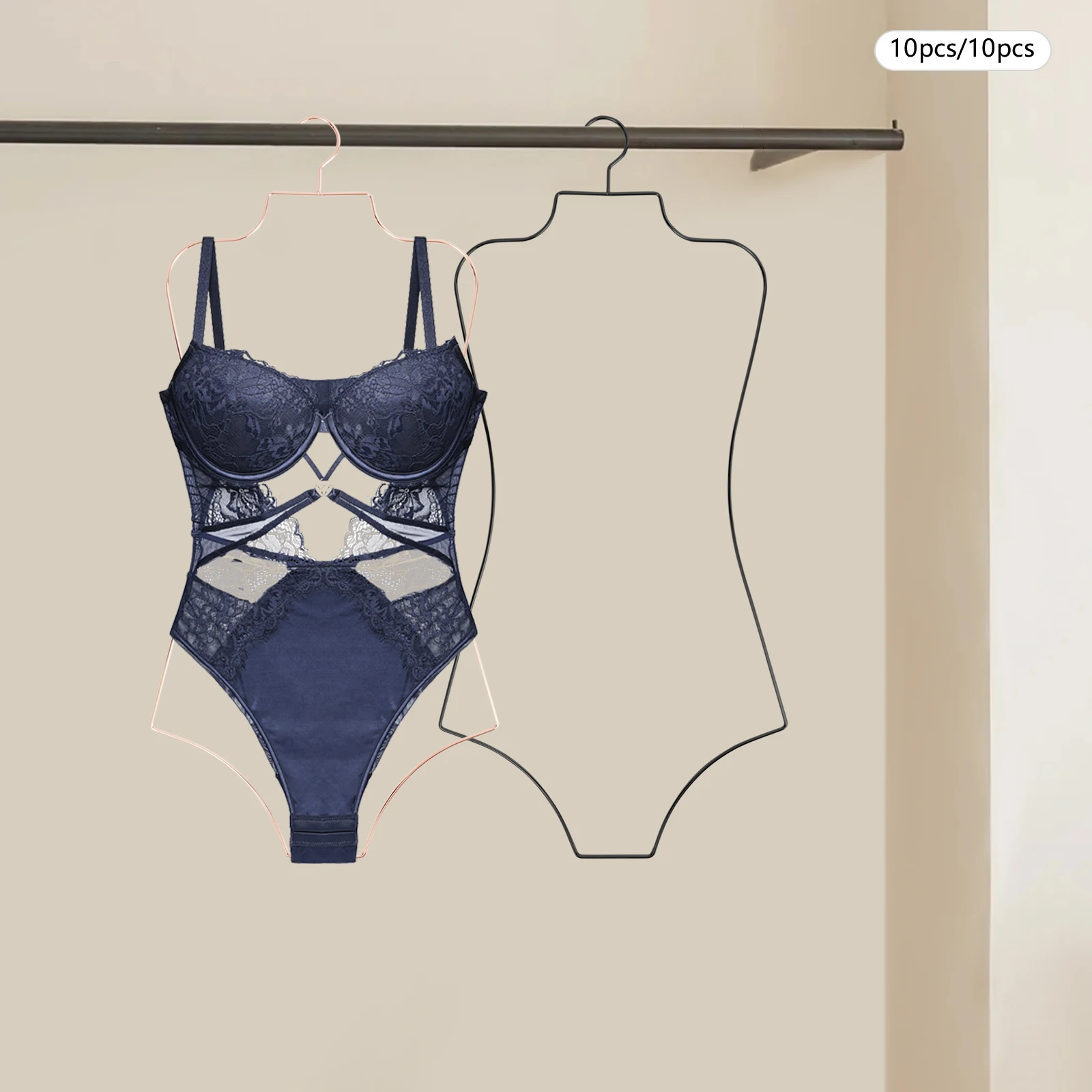 

10 шт. черные вешалки для купальников, крючки в форме песочных часов с гладкими краями для купальников, нижнего белья, розничный бутик