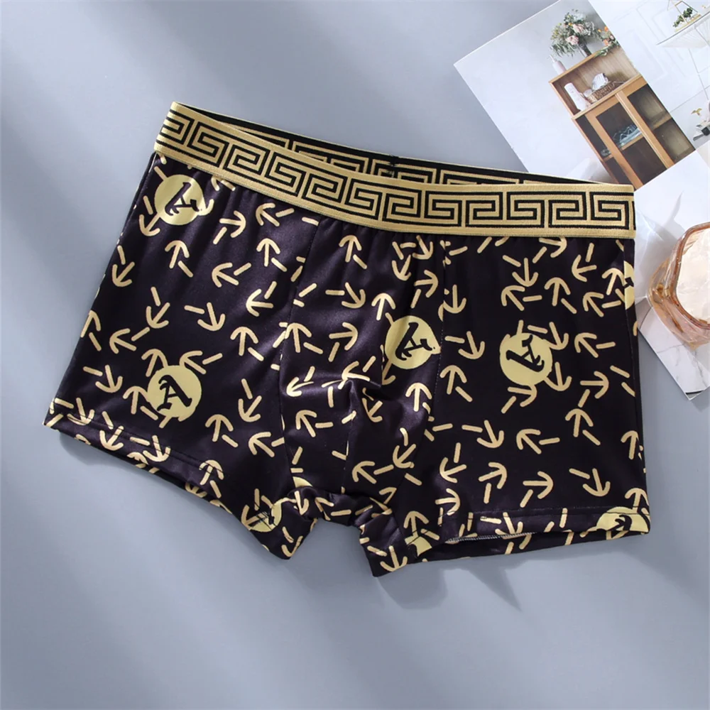 5pcs/lot Black Gold Men Boxers Comfortable Cotton Fashion Underwear