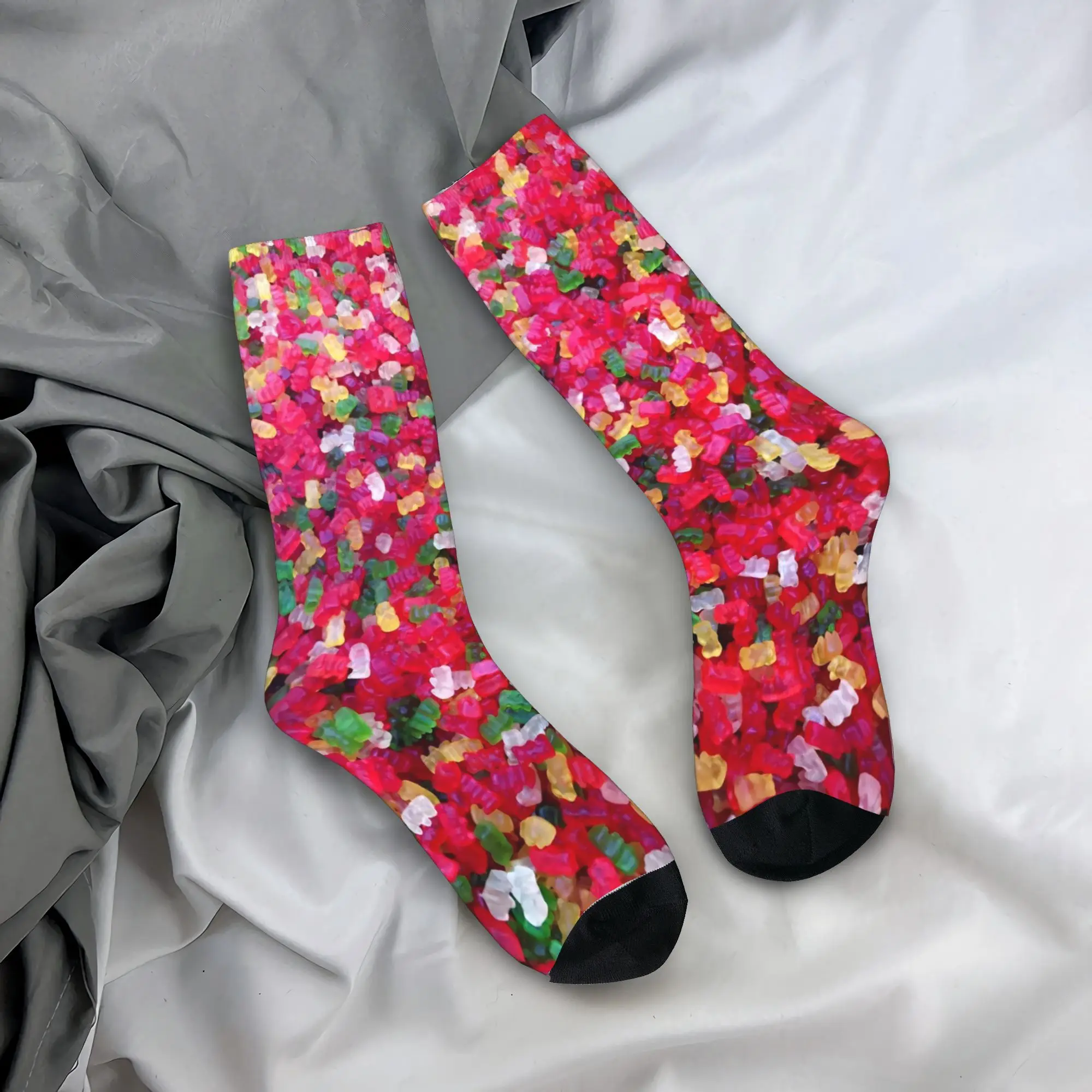

Sweet Gummy Bear Pattern Stockings Adults Men Colorful Candy Socks Warm Soft Novelty Socks Autumn Cycling Non-Slip Socks Gift