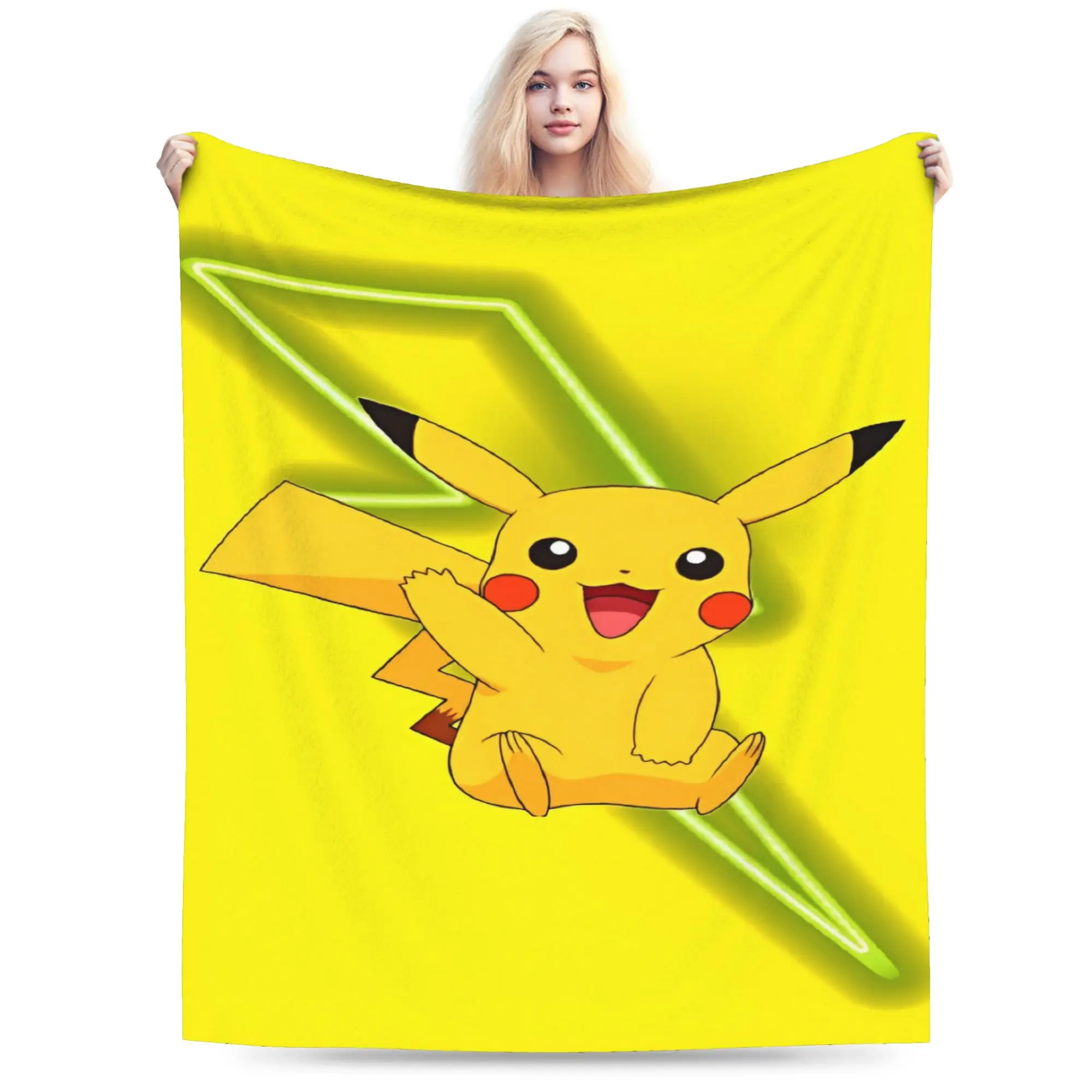

Funny 3D Pikachu Straw Face Blanket Pokemoned Picnic Flannel Throw Blanket For Outdoor Super Warm Custom Quality Bedspread Gift