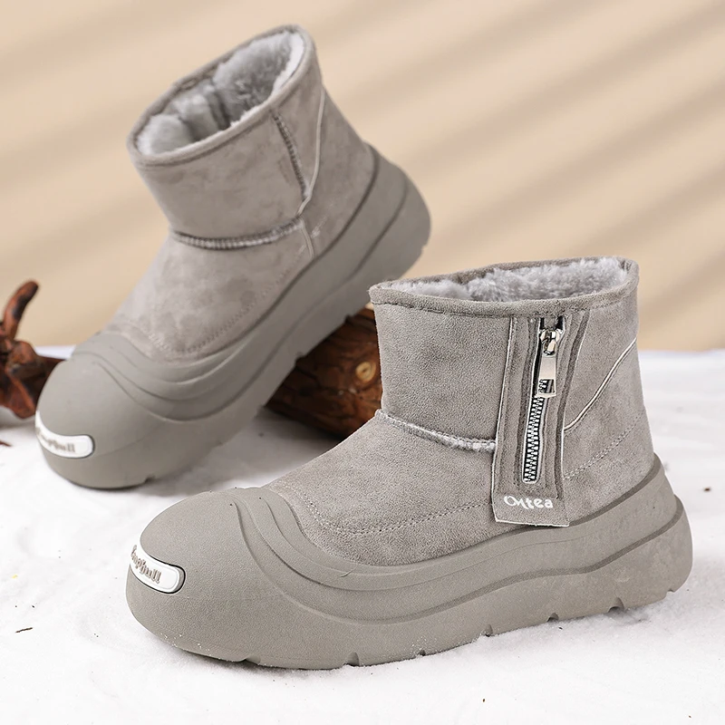 Winter Couple-style Outdoor Snow Boots, Anti-slip and Wear-resistant Thick-soled Cotton Boots, Padded and Warm Short Boots