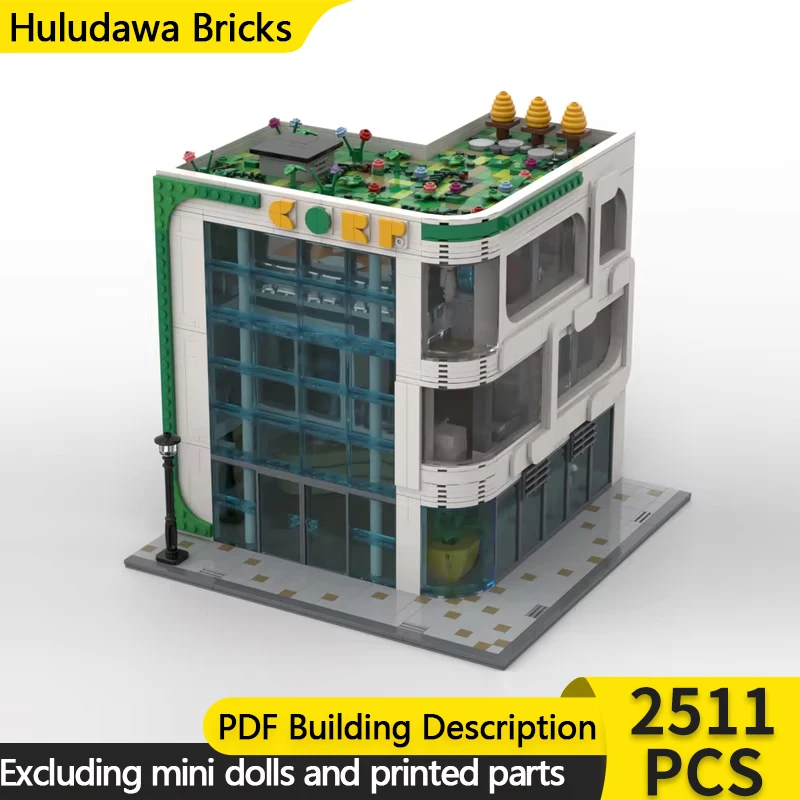 Street View Model MOC Building Bricks Modern Conference Corner Office Modular Technology Gift Holiday Assemble Children Toy Suit