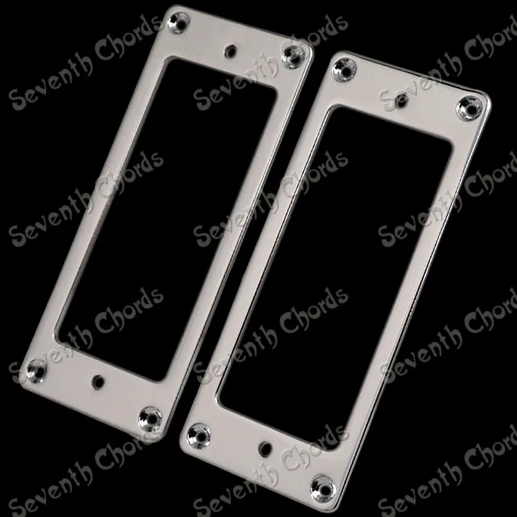 A Set 2 Pcs Mini Style Metal Flat Base Pickup Humbucker Ring for Electric Guitar Mounting Inside Frame Size:69mm x 29mm