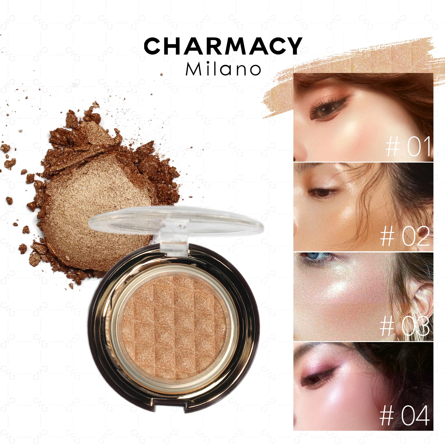 CHARMACY Highlighter Makeup Waterproof Long-lasting Brighten Bronzers Eyeshadow Palette Face Body Contour Shimmer Make Up