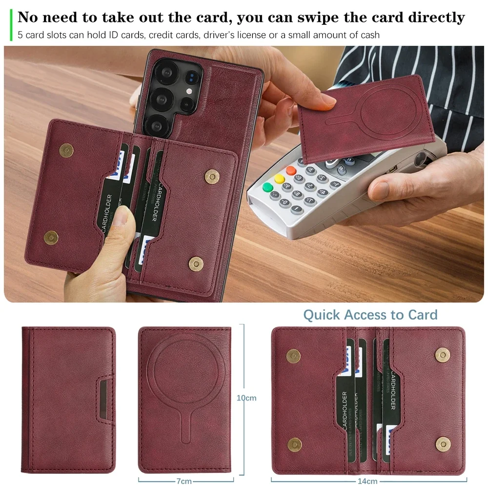 Samsung S25 S24 Ultra Edge Plug S23 + S25Ultra S25U S23U 5G対応 2in1 マグネット式スマホケース キックスタンド カード収納 スマホケース