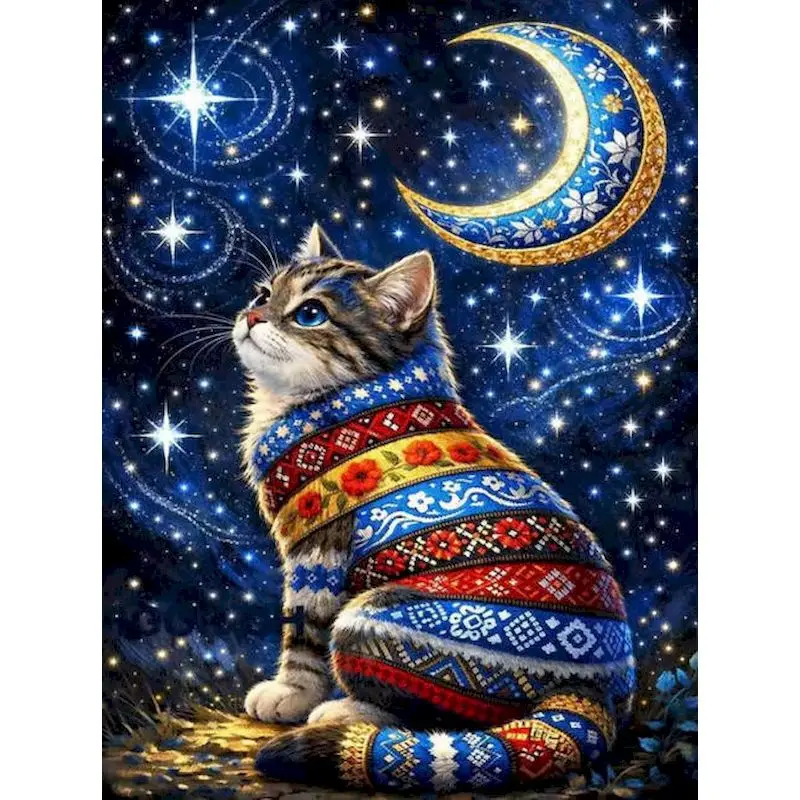 

GATYZTORY Diamond Painting Kits Diy Gift Crafts Diy Kits For Beginners Cat Full Round Modern Wall Decor Diamond Painting Kits