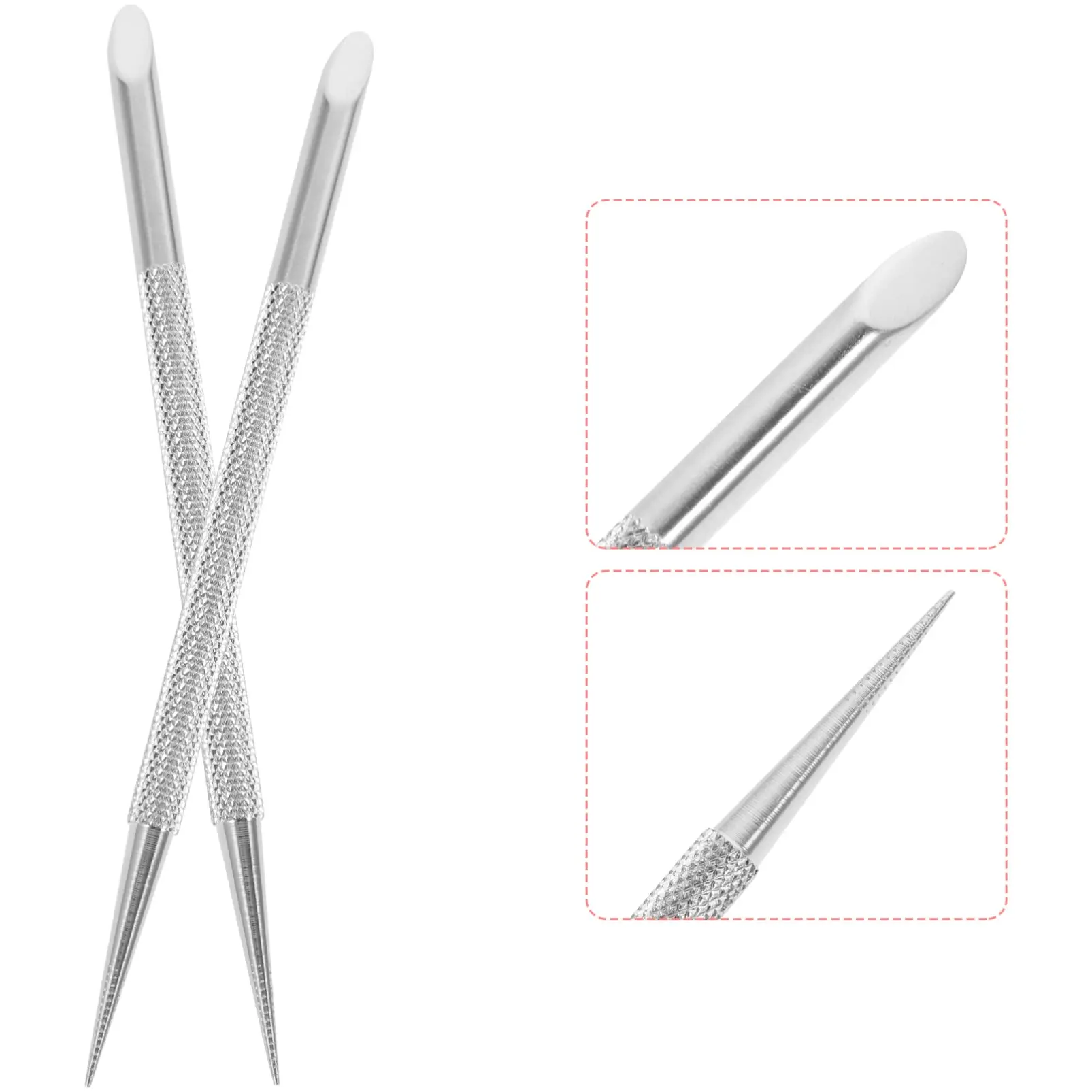 Cuticle Pusher Tool and Nail Cleaner, Professional, Double Ended, Metal, Stainless Steel, Gel Nail Polish Remover, Scraper