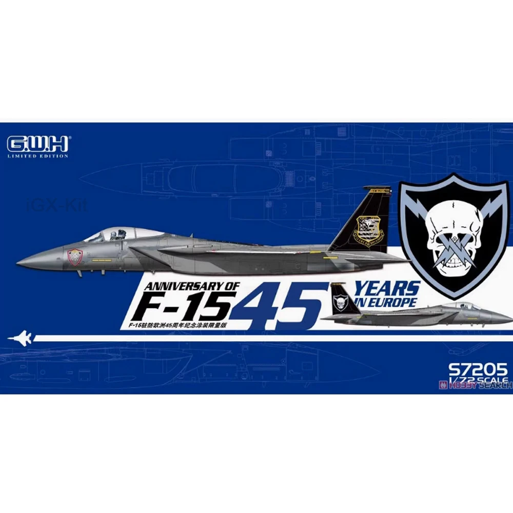 GWH S7205 1/72 Skala F15 F-15C Eagle 45 Years in Europe Fighter Jet Aircraft Hobby Craft Toy Plastic Model Building Kit