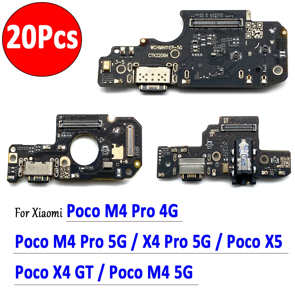 

20Pcs，Tested NEW USB Charging Port Charger Dock Plug Connector Board Flex Cable For Xiaomi Poco M4 X4 Pro 4G 5G X5 X4 GT