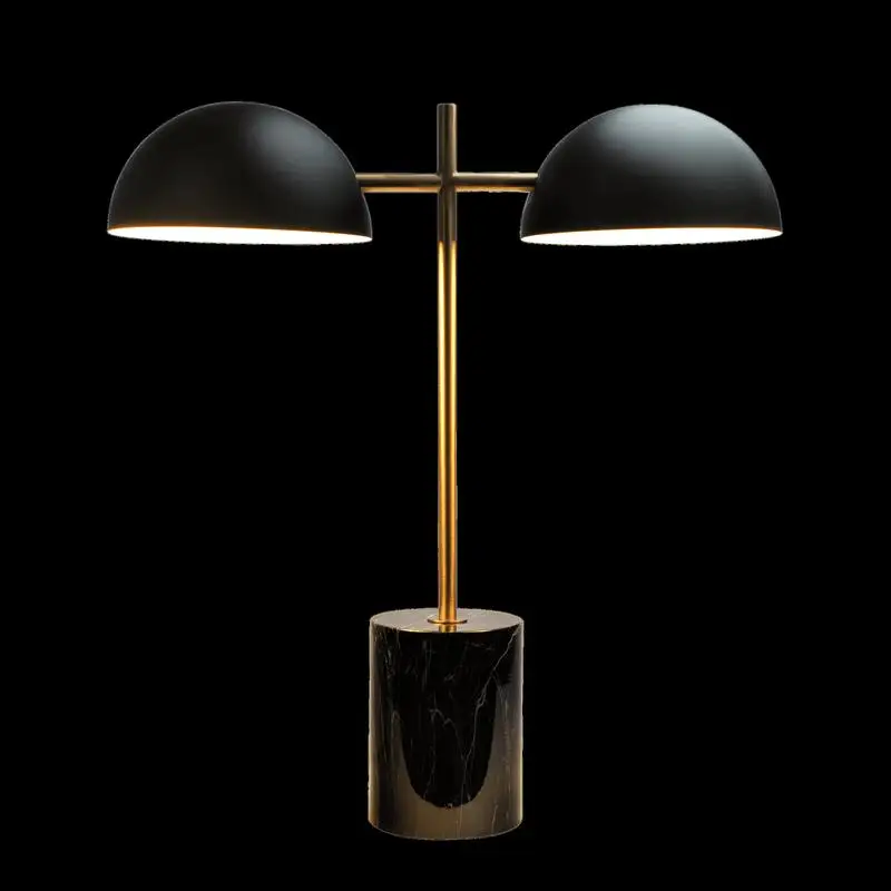 مصباح طاولة مزدوج مع مفتاح تشغيل/إيقاف، قاعدة رخامية صناعية، 22.4 بوصة ارتفاع × 20 بوصة عرض × 7.9 بوصة عمق، مثالي لغرفة المعيشة أو المكتب، مثالي #3