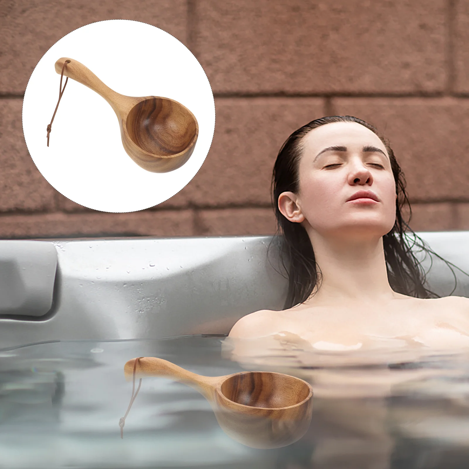 

Bath Water Scoop Wood Ladle Shower Accessory Sauna Bucket Multipurpose Small for Bathroom Home