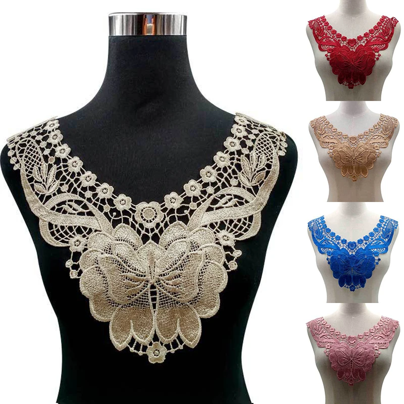 Neckline Flower Lace Fabic Embroidered Applique Neckline Fabric Sewing Supplies Scrapbooking Sewing Accessories Fake Collar