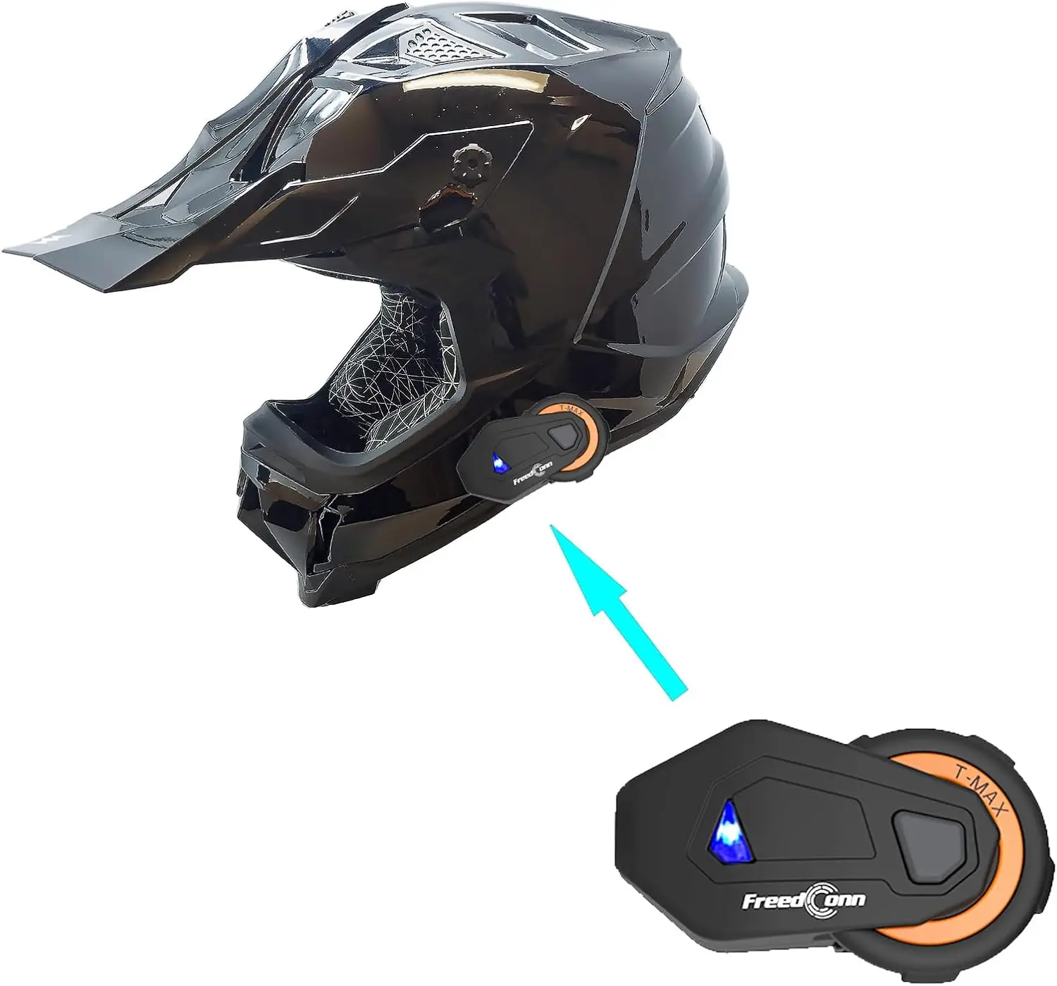 

Small Z Bluetooth Adult Motocross Helmet ATV Dirt Bike BMX MX Downhill Mountain Helmet Track Style JH601; Glossy Black + Motorcy