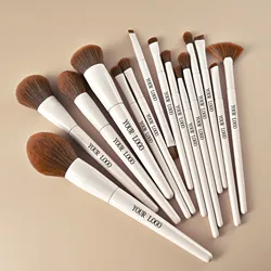 15pcs Makeup Brushes Custom Logo White Color Brown Hair Makeup Brush Set Private Label Pro Beauty Tools Wholesale 5set/lot