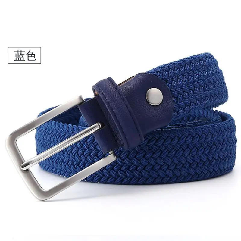 2025 High Quality Men Belt 110cm Factory Direct Fashion Woven Joker Elastic Buckle Student Blue Khaki Luxury Goods Pants Jeans