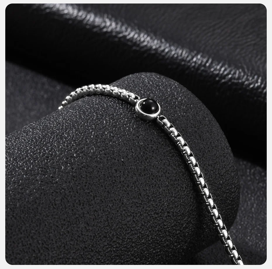 Vnox Herren Edelstahl-Kastenkette Halskette mit schwarzem Onyx-Anhänger, verstellbare Kette, Alltagsschmuck, Geschenk für Männer, lässige Alltagskleidung – Detail 5