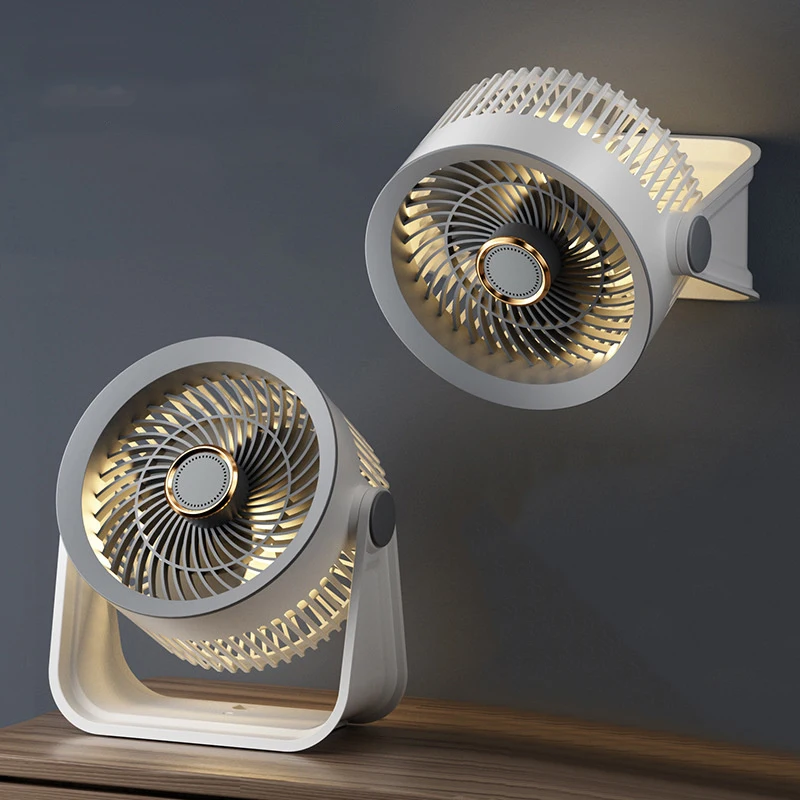 Desktop 3 Tingkat Pendingin Udara Sirkulasi Kecepatan Tinggi Terpasang Di Dinding USB Pengisian Ulang Kipas Pendingin Tanpa Bilah Dapur Rumah Kantor