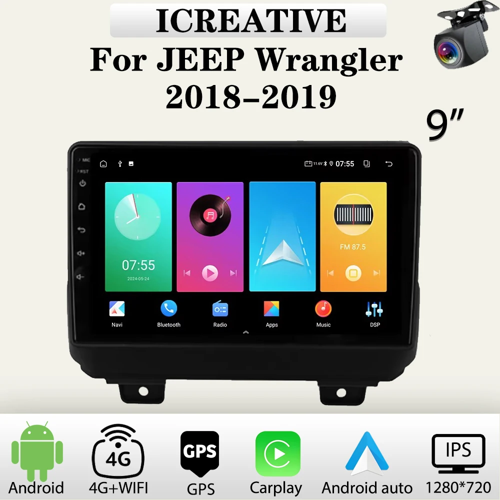 Car Radio Android for Jeep Wrangler 2018 2019 Multimedia Carplay Wireless Player Car Stereo Autoradio Head Unit Navigation GPS
