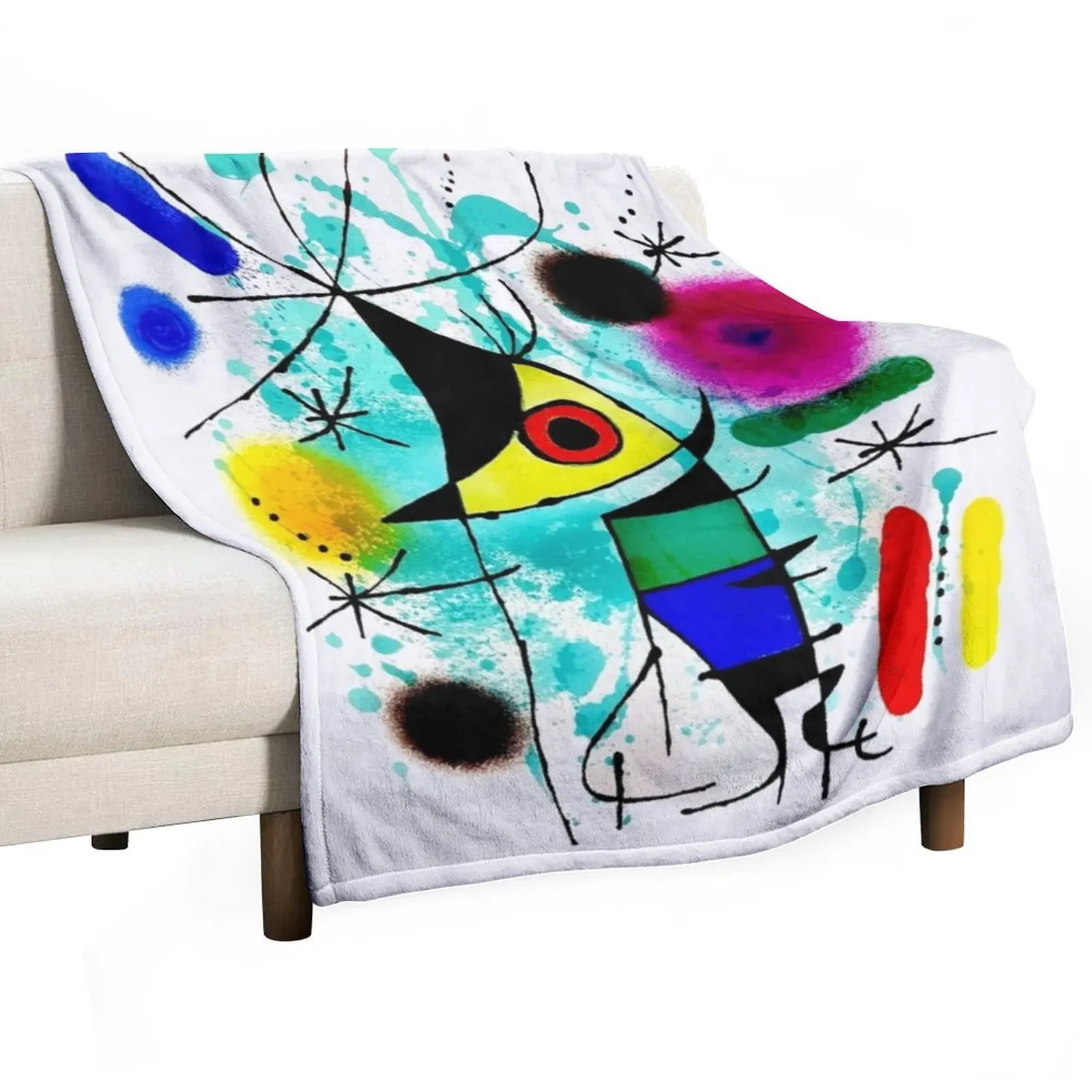 Joan Mir?3 Abstract Surrealism - 'The Singing Fish' Throw Blanket for sofa Heavy Flannels Blankets