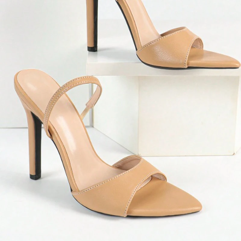 Sexy Black Sandals Woman Pointed Open Toe Stilito High Heels Back Strap Slingback Pumps Praty Stripper Wedding Shoes Zapatos