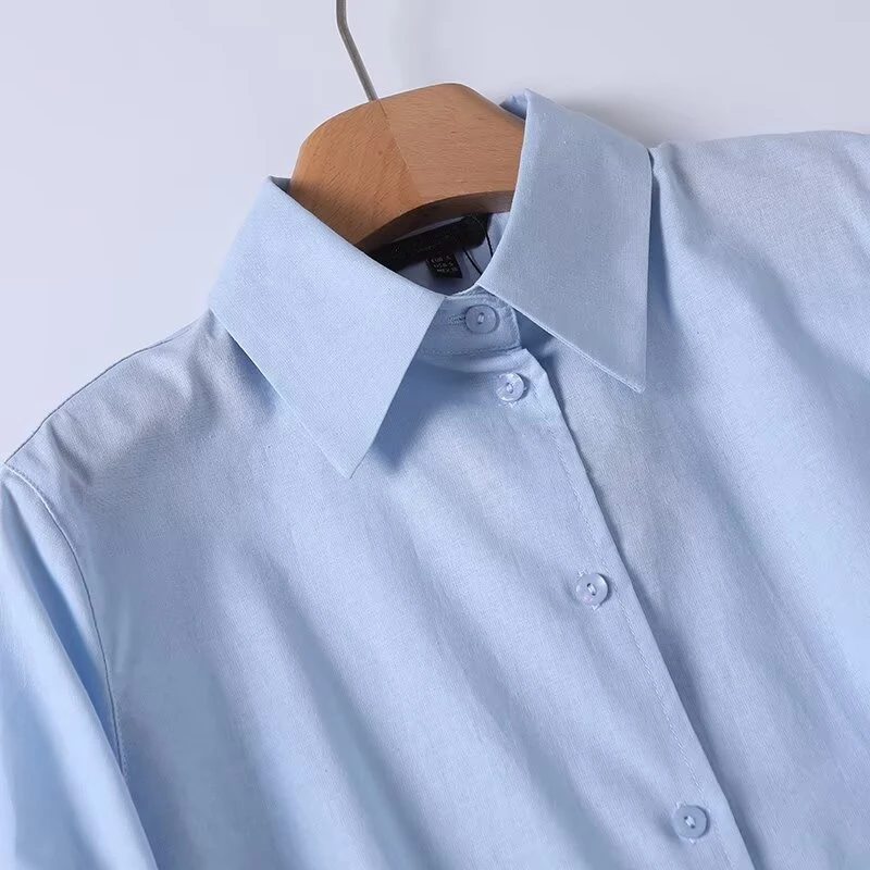 Maxdutti 2025 Summer Shirt Japanese Minimalist Solid Color Cotton Linen Shirt Women Tops Long Sleeve Blouse Women Tops