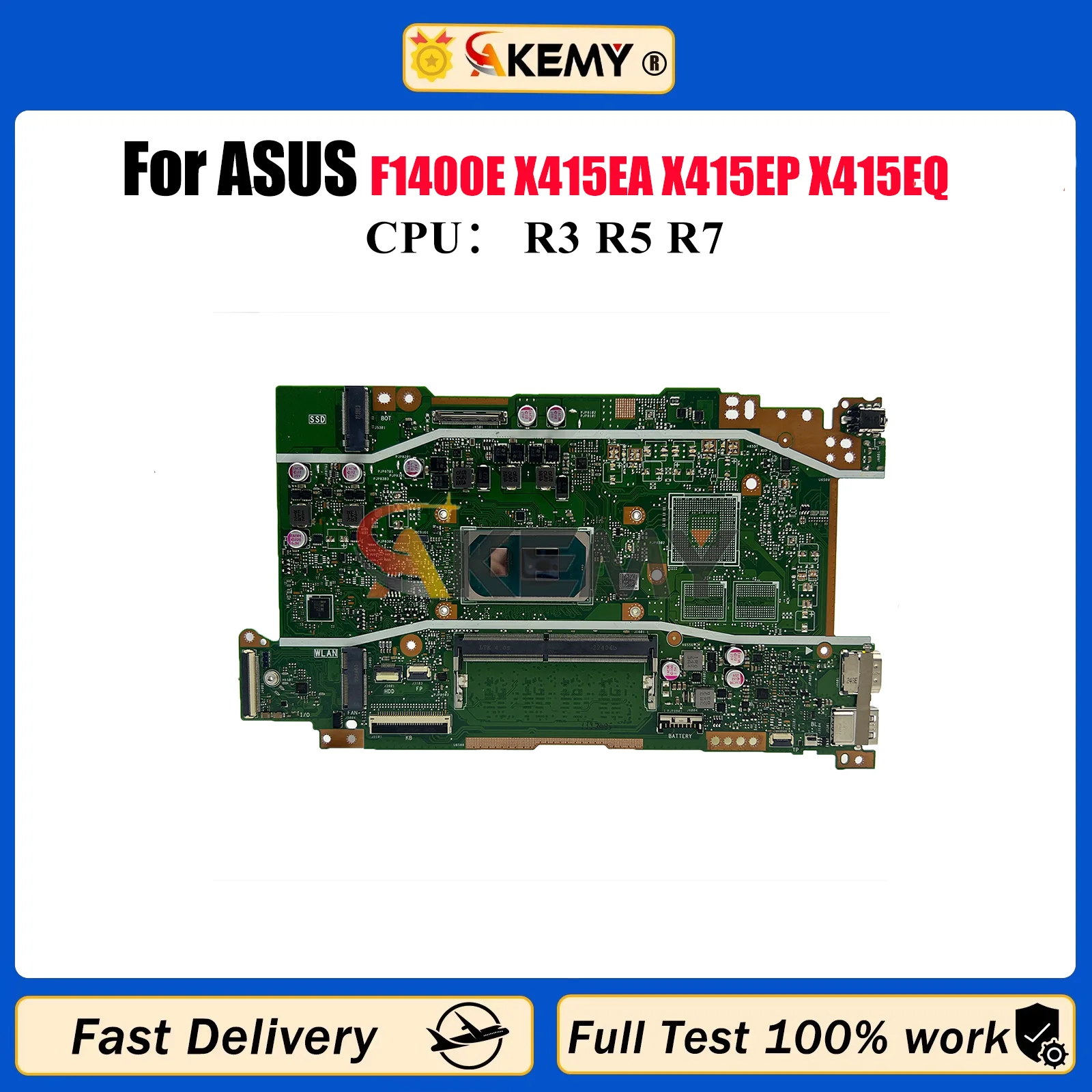 

Материнская плата для ноутбука X415EA для ASUS VivoBook X415E F1400E F1500E V4200E V5200E X415EA X415EP X415EQ с процессором R3 R5 R7