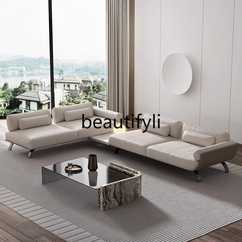 

Light Luxury Luxury Villa Living Room Large Apartment Genuine Leather Sofa Set Furniture