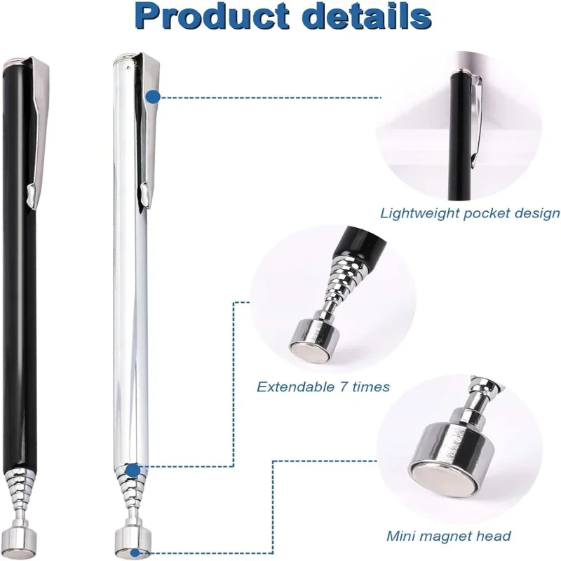 

NEW Silver Portable Telescopic Magnetic Pen Handheld Mini Magnet Pick Up Tool Adjustable Pickup Rod Stick Picking Up Screws