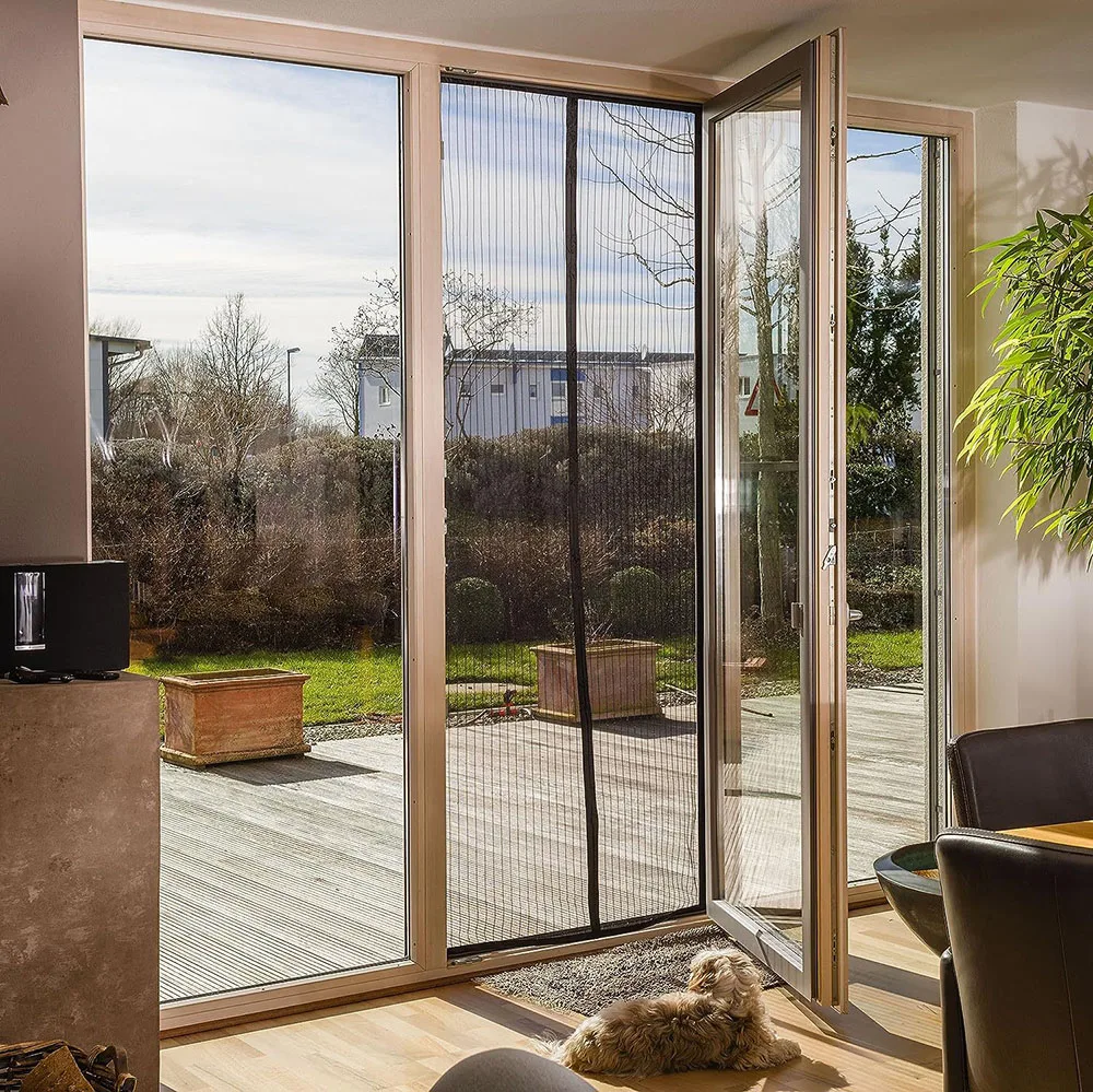 Heavy Duty Magnetic Screen Door Mesh Curtain Mosquito Net Bug Hands Free Partition Mute Striped Door Curtain Bedroom Home Props