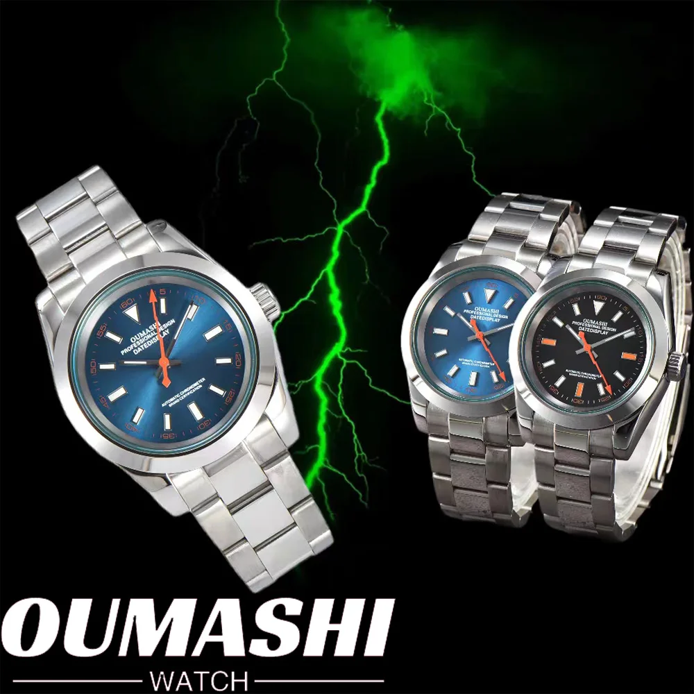 39mm New luminous men's automatic mechanical watch NH series35 sapphire stainless steel AR coating 10Bar clock blue men's watch