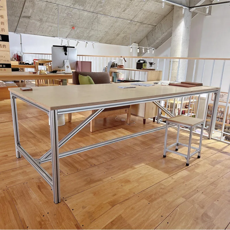 Ocean plate dining table Minimal rectangular conference table Workbench Simple strip table Creative desk