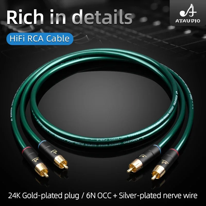 ATAUDIO HiFi 2 rca Audiokabel RCA Male naar male kabel voor TV AMP audio Speaker Subwoofer 2 RCA Kabel