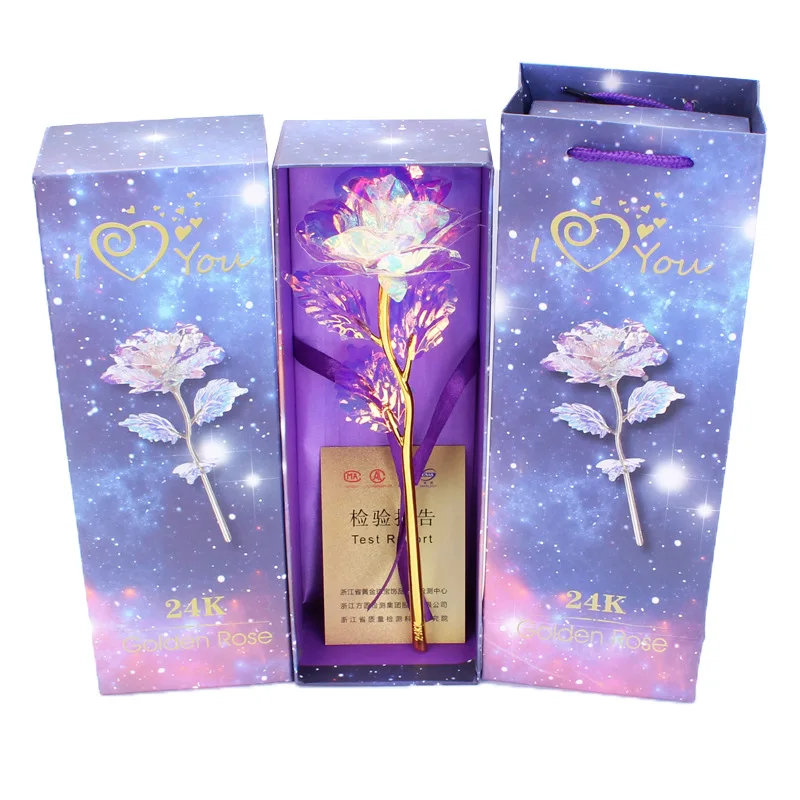 Artificial Crystal Flower with Light for Wife Girlfriend Gift,DIY Plated Rose Craft Gifts Box for Birthdays Anniversary Mother\'s