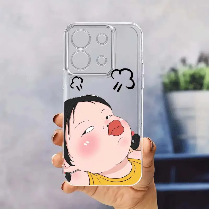 

Funny Little Girl Cute Phone Case For Xiaomi Redmi 10 11 K30 K40 K50 K60 K70 Pro Prime Plus Ultra Zoom 5G TPU Transparent