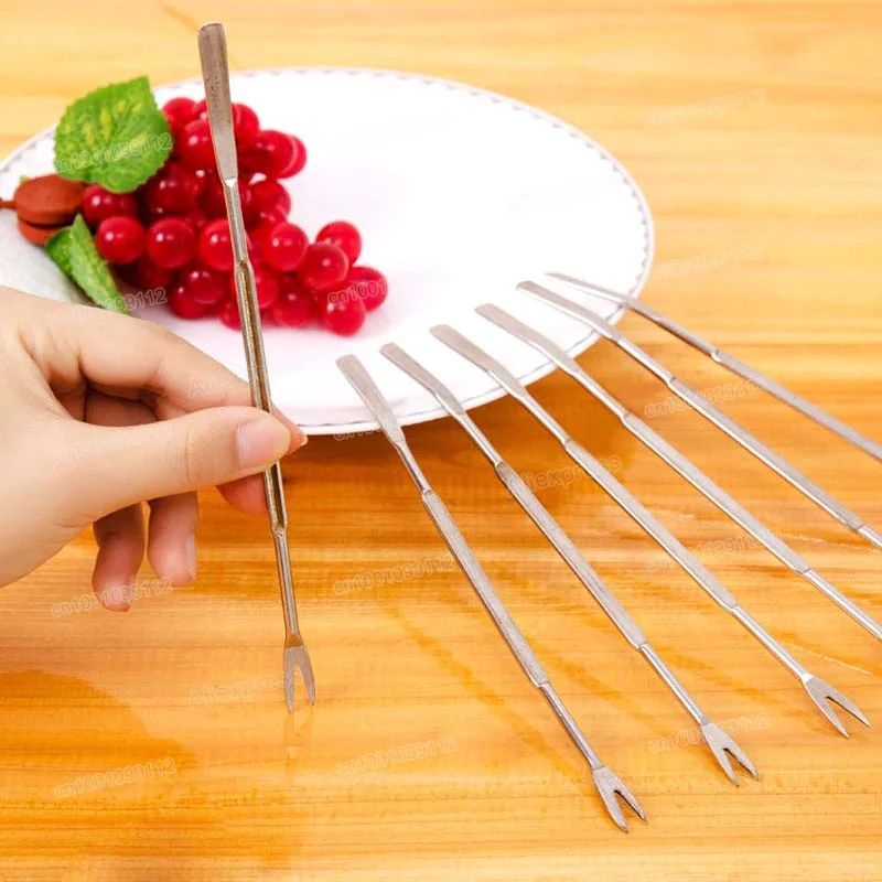 5/1Pcs Seafood Lobster Crab Needle 17cm Stainless Steel Multi-function Double Head Walnut Needle Fruit Fork Spoon Kitchen Gadget