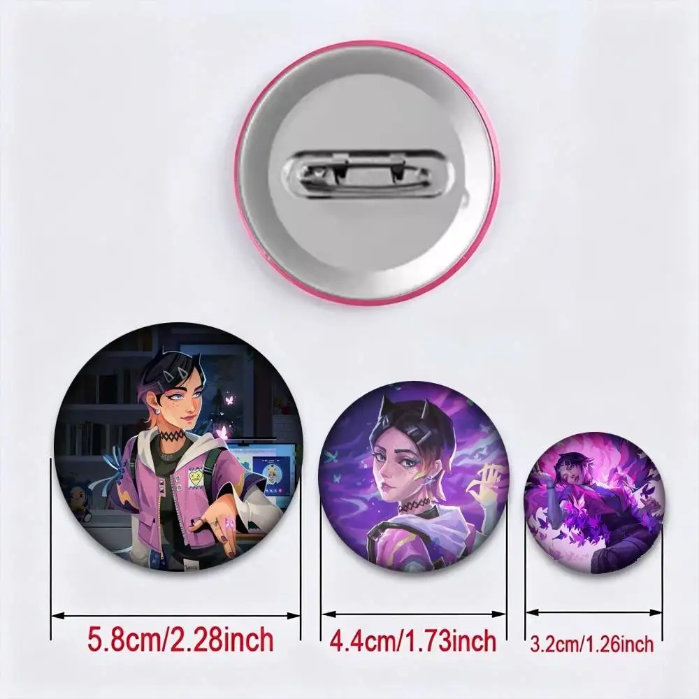 Tactical shooter V-VALORANT Clove  25mm 32mm 44mm 58mm 75mm Brooches Badges Pins for Accessories Gift