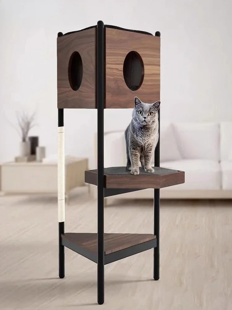 Cat litter cat tree integrated solid wood small does not occupy an area of semi-closed winter warmth