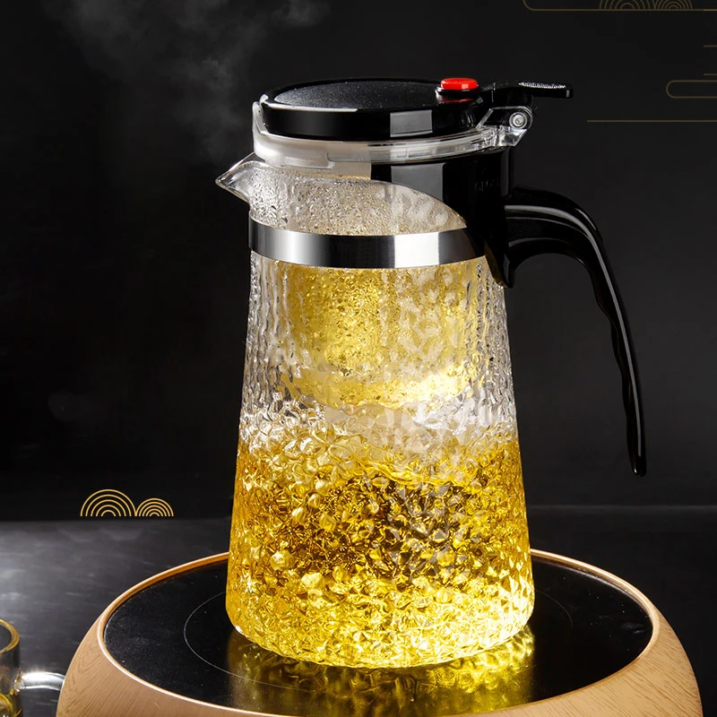 GIANXI Heat-resistant Striated Glass Cup Set Tea Separation Glass Teapot Elegant And Textured Filter Flower Teapot