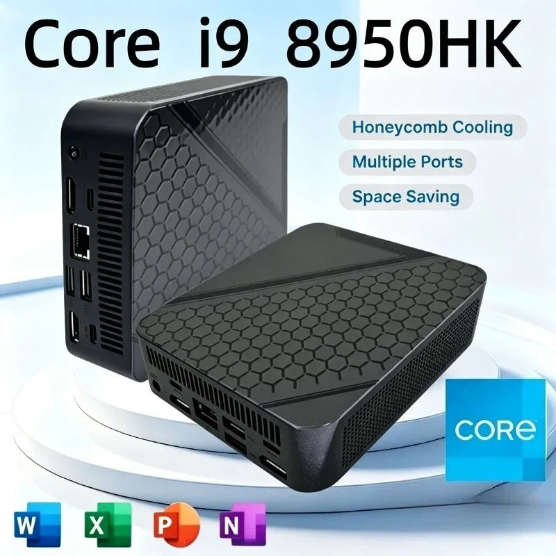 고성능 인텔 코어 i9 8950HK 미니 PC, 휴대용 미니 게이밍 데스크톱 PC, 16GB RAM, 1TB/2TB SSD, 4K, Wi-Fi 6, USB 지원