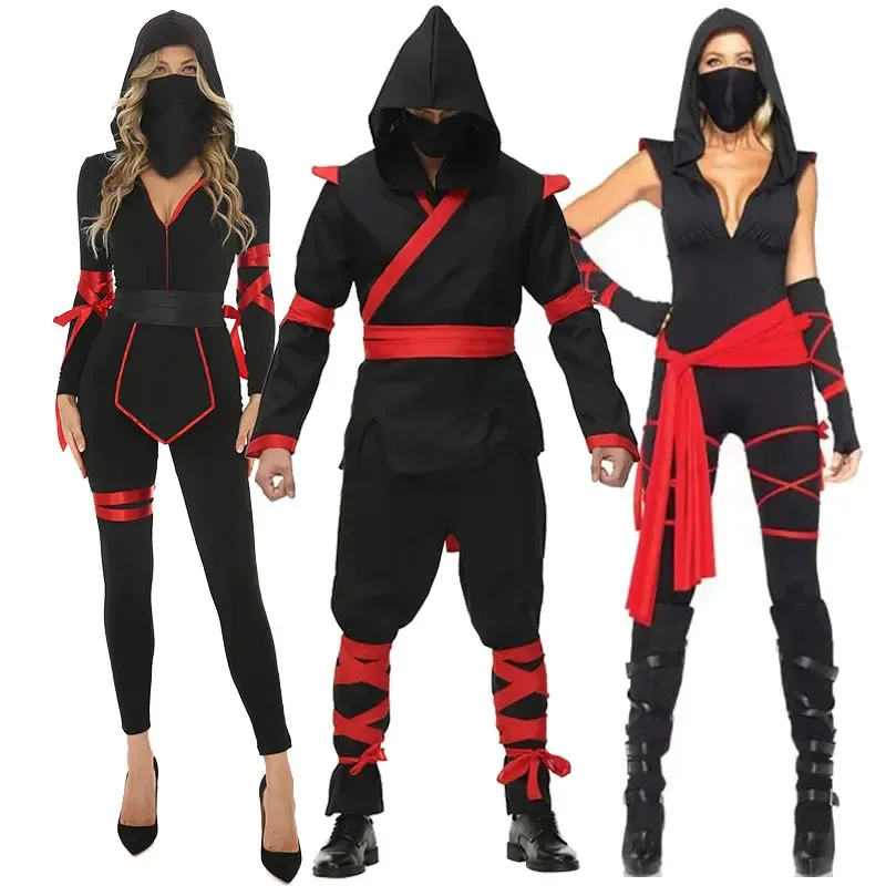 

Halloween Ninja Costumes for Couples Ninja Jumpsuit Suit Japanese Ninja Anime Warrior Party Fancy Dress