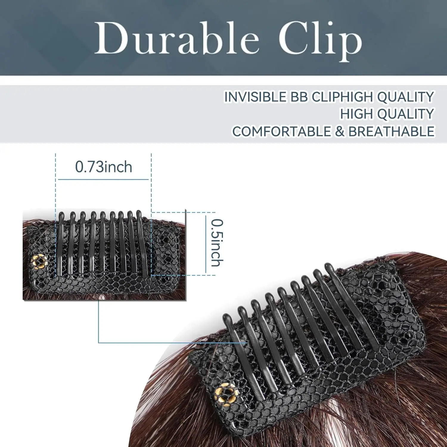 Black 1B# Air Bangs Hair 100% Human Hair Wispy Bangs Hair Clip in Bangs Fringe with Temples Hairpieces for Women Hair Extension