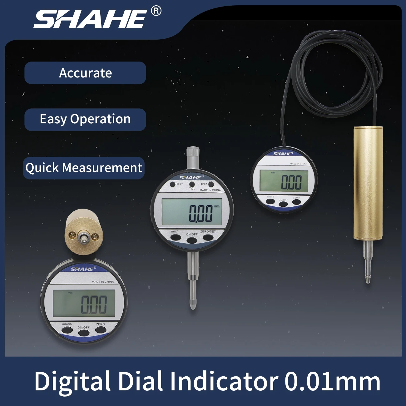 

Shahe Precision Digital Dial Indicator 0.01mm Electronic Dial Indicator Gauge 0-12.7/0-25.4 mm with Retail Box