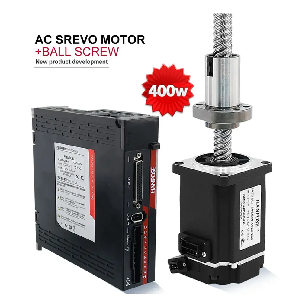 Ac Servo Motor Ball Screw 60SB40-1620-200 ASD240  Drive 1.27N.M 4.4A for CNC     Kit 400w