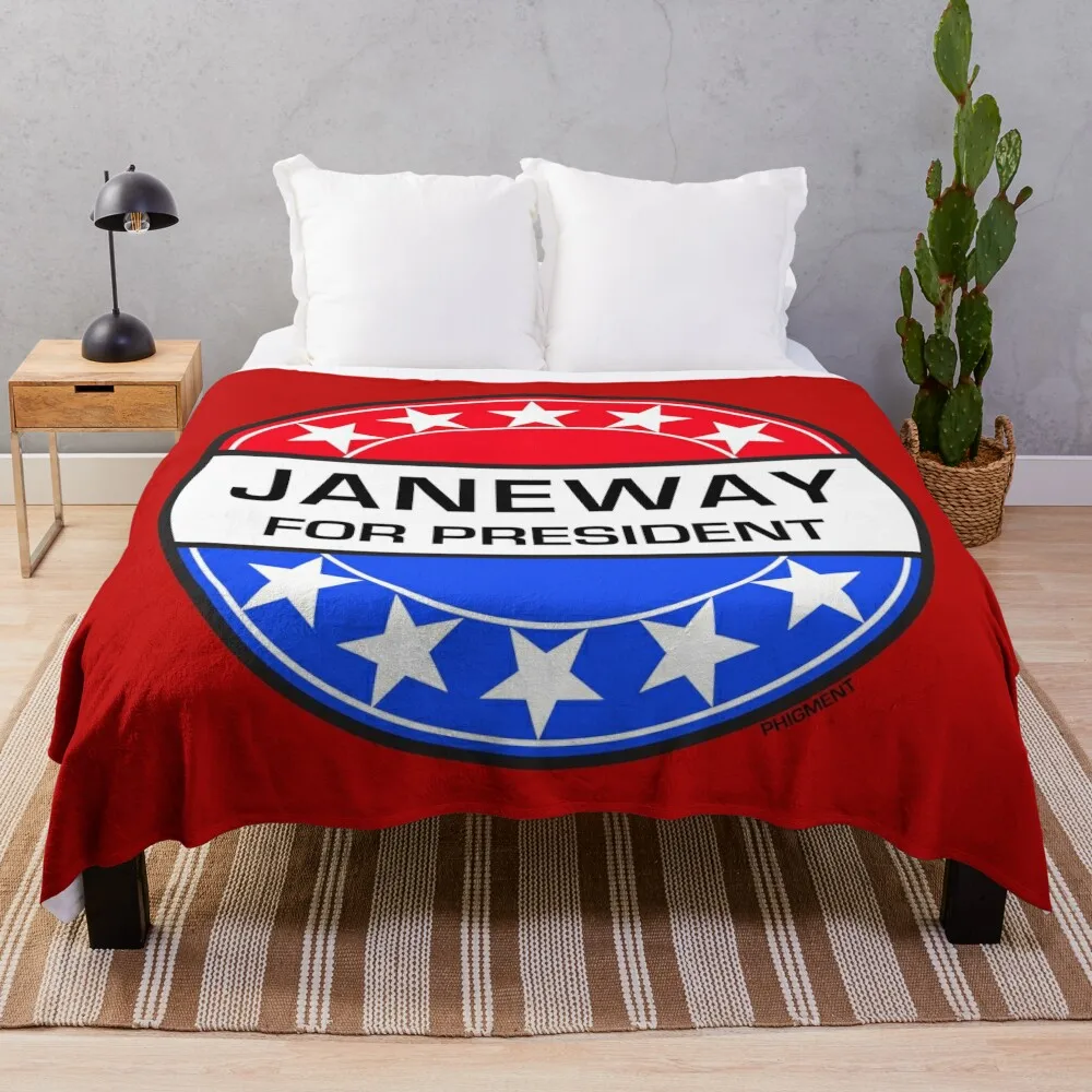 JANEWAY FOR PRESIDENT Throw Blanket bed plaid for winter christmas gifts Heavy Blankets