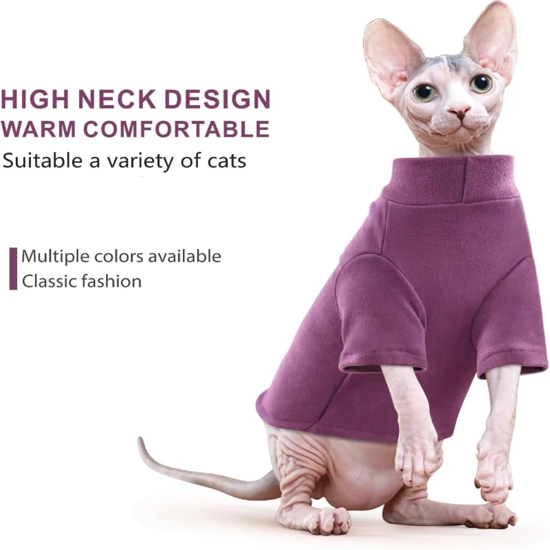 Sphynx Cat Clothes Sphynx Turtleneck Hairless Kitten Jacket Winter Warm Cats Sweater Pet Outfits Chihuahua Costumes Dog Jumpsuit