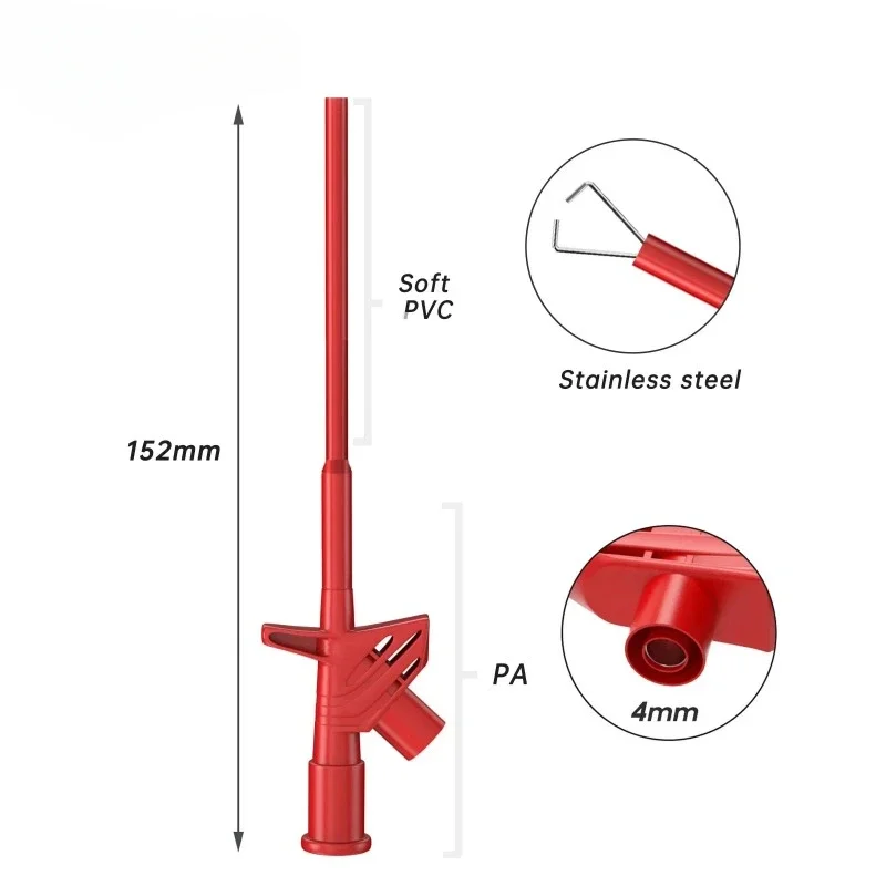 P5004 2pcs Quick Test Hook Clip 1000V High Voltage Flexible Professional Insulated Testing Probes with 4mm Socket image 4