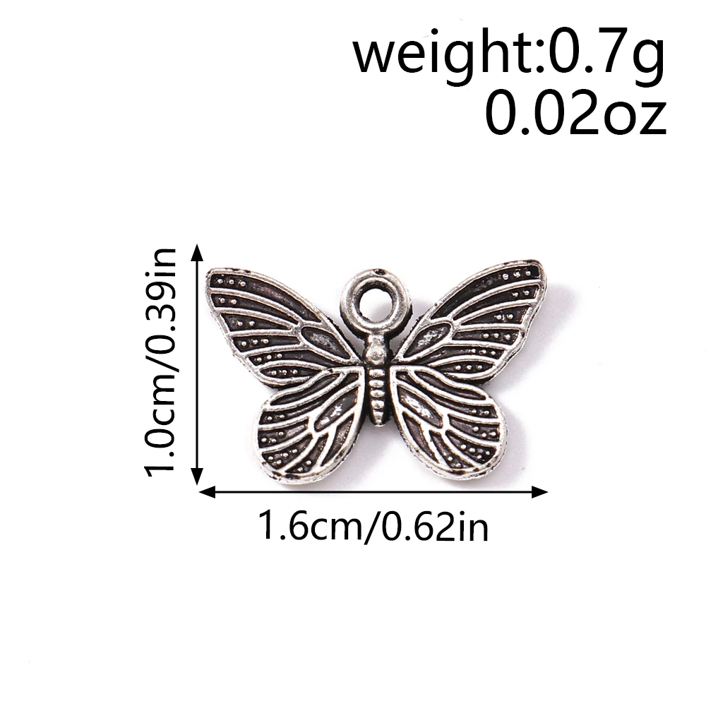 Tusember 30 Stück 10*16mm Charms aus Metalllegierung, Schmetterlingsanhänger für DIY, antiksilberfarben, für Ohrringe, Halsketten, Schmuckherstellung, Bastelzubehör. – Detail 1