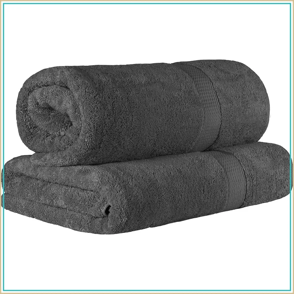 Egyptian Cotton Bath Sheet Set 2-Pack 34x68 Charcoal